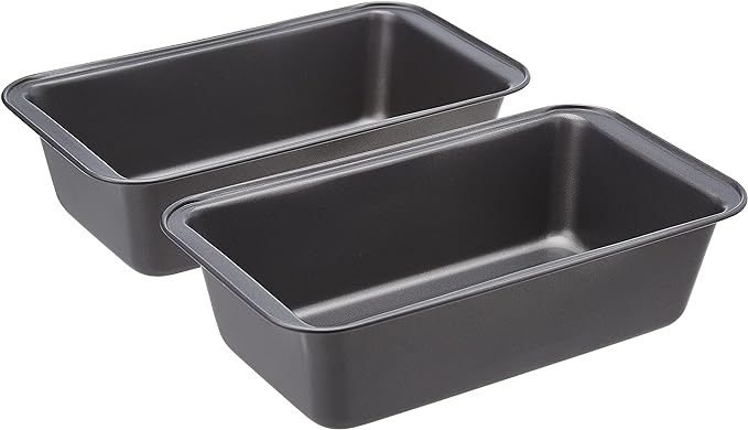 Amazon Basics Rectangular Baking Bread Loaf Pan (set Of 2, Gray)